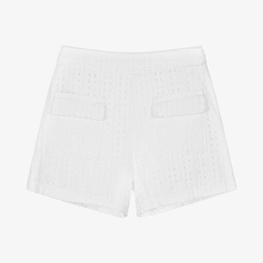 Mayoral-Girls White Broderie Anglaise Shorts | Childrensalon Outlet