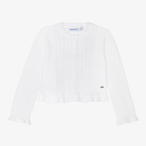 Mayoral-Girls White Cotton Cardigan | Childrensalon Outlet