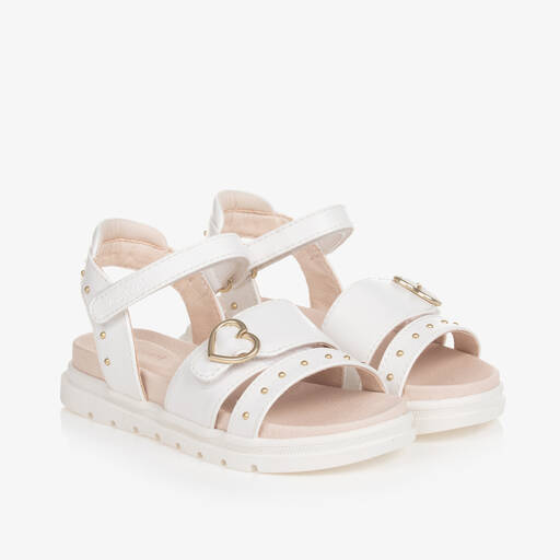 Mayoral-Girls White Faux Leather Studded Sandals | Childrensalon Outlet