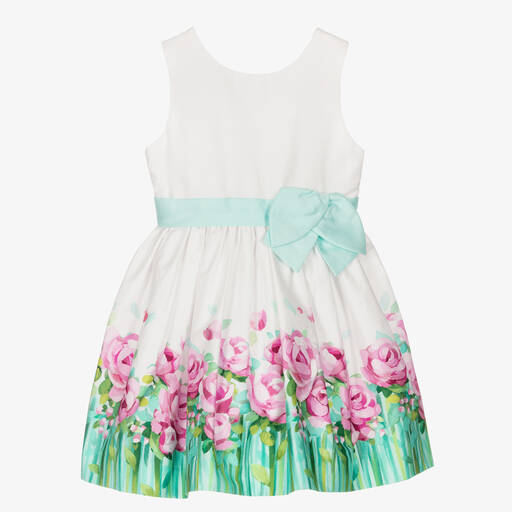 Mayoral-Girls White & Green Floral Print Dress | Childrensalon Outlet