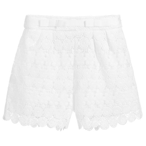 Mayoral-Girls White Lace Shorts | Childrensalon Outlet