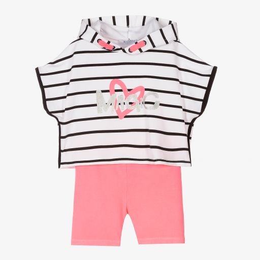 Mayoral-Белый топ с розовыми шортами для девочек | Childrensalon Outlet