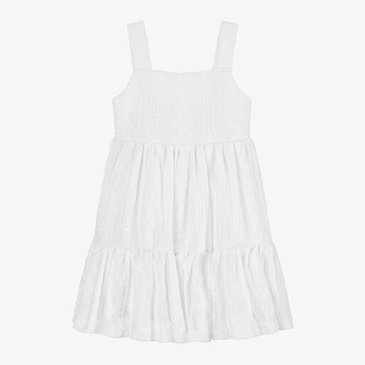 Mayoral-Girls White Sleeveless Embroidered Dress | Childrensalon Outlet
