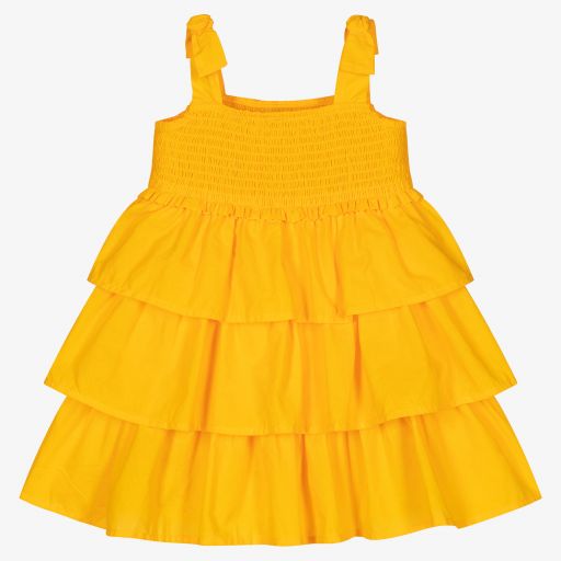Mayoral-Gelbes Baumwollkleid für Mädchen | Childrensalon Outlet