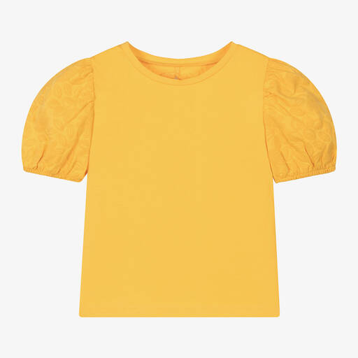 Mayoral-Girls Yellow Cotton Floral T-Shirt | Childrensalon Outlet