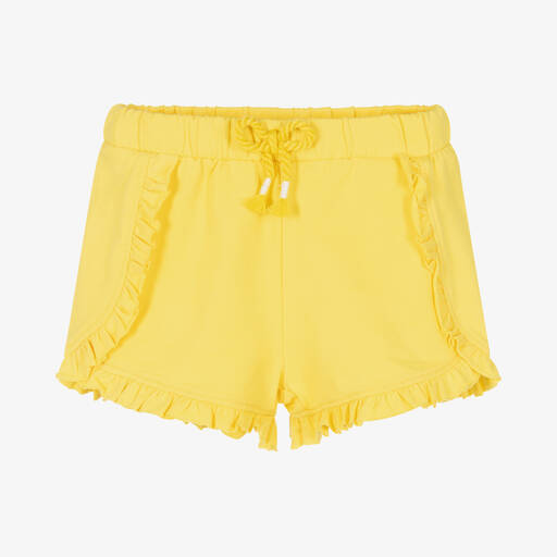 Mayoral-Girls Yellow Cotton Jersey Shorts | Childrensalon Outlet