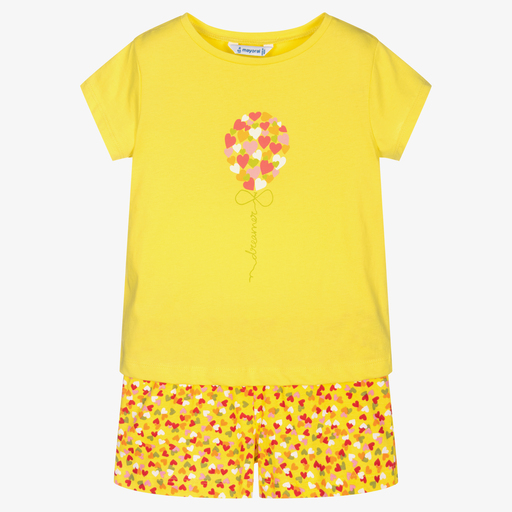 Mayoral-Girls Yellow Cotton Pyjamas | Childrensalon Outlet