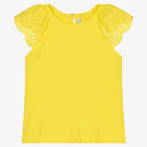 Mayoral-Girls Yellow Cotton T-Shirt | Childrensalon Outlet