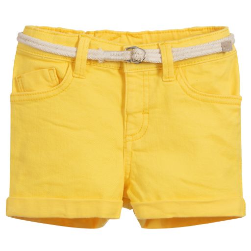 Mayoral-Girls Yellow Denim Shorts | Childrensalon Outlet