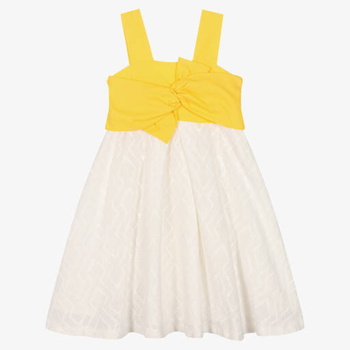 Mayoral-Кремово-желтое хлопковое платье | Childrensalon Outlet