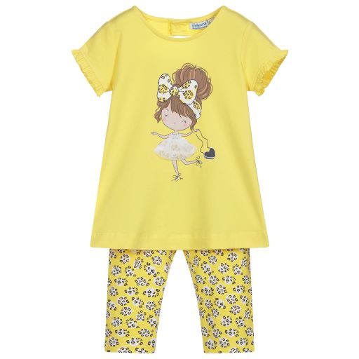 Mayoral-Желтый топ с легинсами для девочек | Childrensalon Outlet
