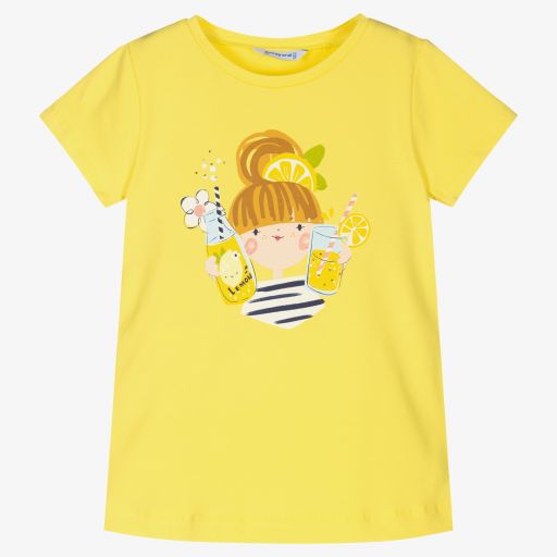 Mayoral-Girls Yellow Lemonade T-Shirt | Childrensalon Outlet