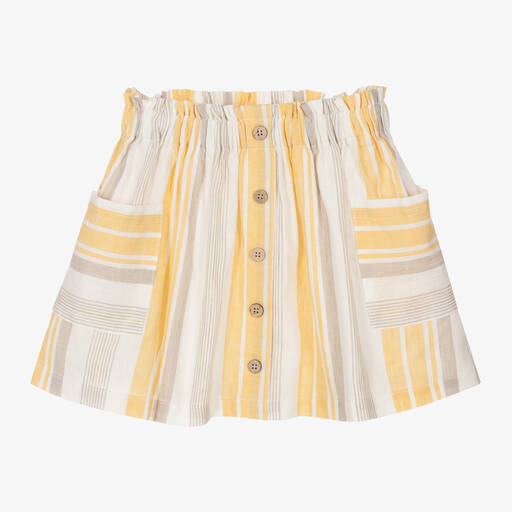Mayoral-Girls Yellow Linen & Cotton Skirt | Childrensalon Outlet
