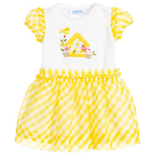 Mayoral-Girls Yellow Organza Skirt Set | Childrensalon Outlet