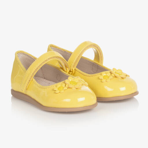 Mayoral-حذاء بمب أطفال بناتي جلد صناعي لامع لون أصفر | Childrensalon Outlet