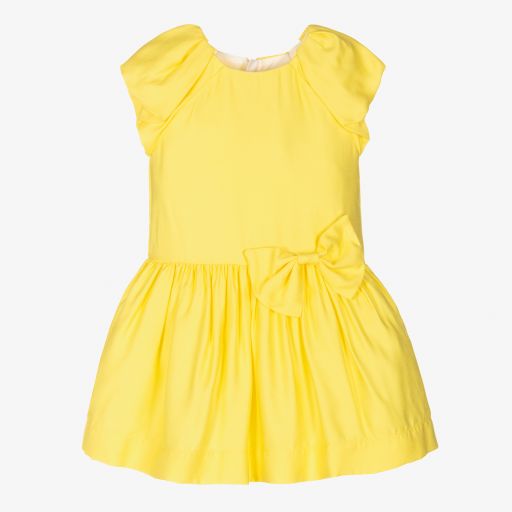 Mayoral-Girls Yellow Satin Dress | Childrensalon Outlet
