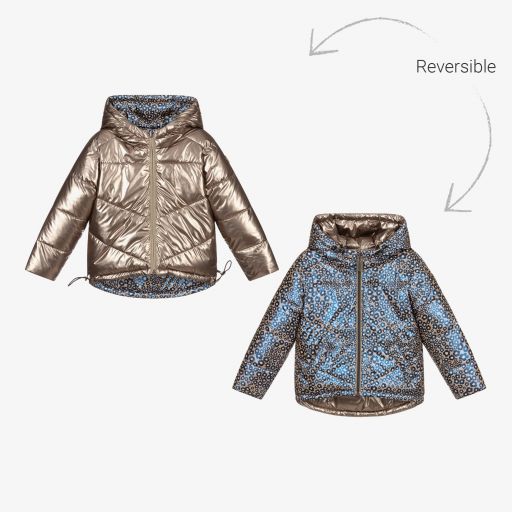 Mayoral-Gold Reversible Puffer Coat | Childrensalon Outlet