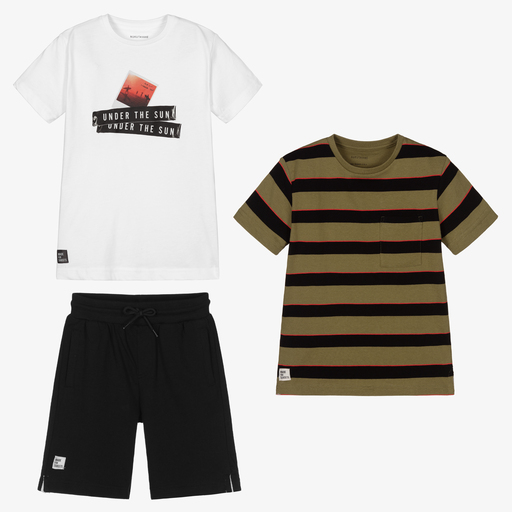 Mayoral Нукутаваке-Зелено-черный комплект с шортами | Childrensalon Outlet