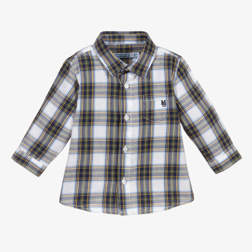 Mayoral-Green & Blue Checked Shirt | Childrensalon Outlet
