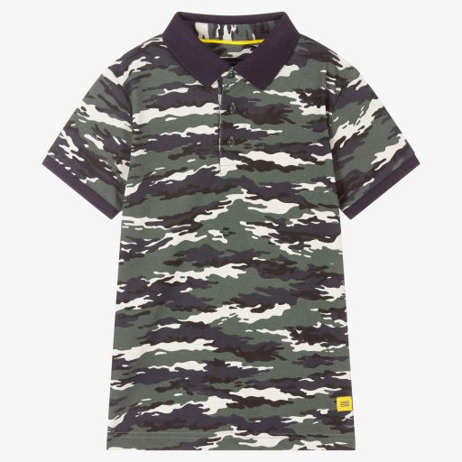 Mayoral Nukutavake-Green Camouflage Polo Shirt | Childrensalon Outlet