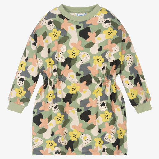 Mayoral-Green Floral Sweashirt Dress | Childrensalon Outlet