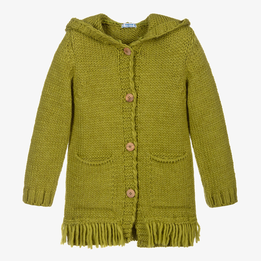 Mayoral-Green Hooded Long Cardigan | Childrensalon Outlet