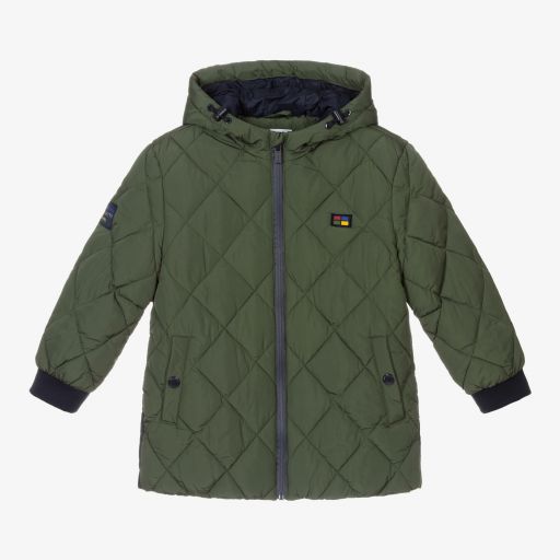 Mayoral-Green Quilted Hooded Coat | Childrensalon Outlet