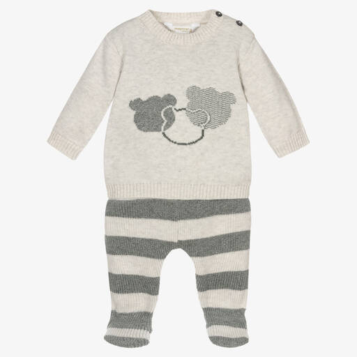 Mayoral Newborn-Grey 2 Piece Knitted Babygrow | Childrensalon Outlet