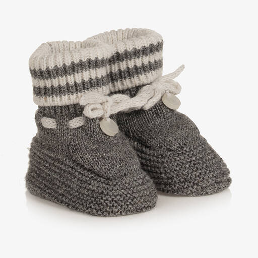 Mayoral Для новорожденных-Серо-кремовые вязаные пинетки | Childrensalon Outlet