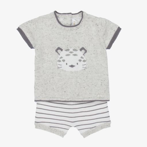 Mayoral Newborn-Grey Knitted Baby Shorts Set | Childrensalon Outlet