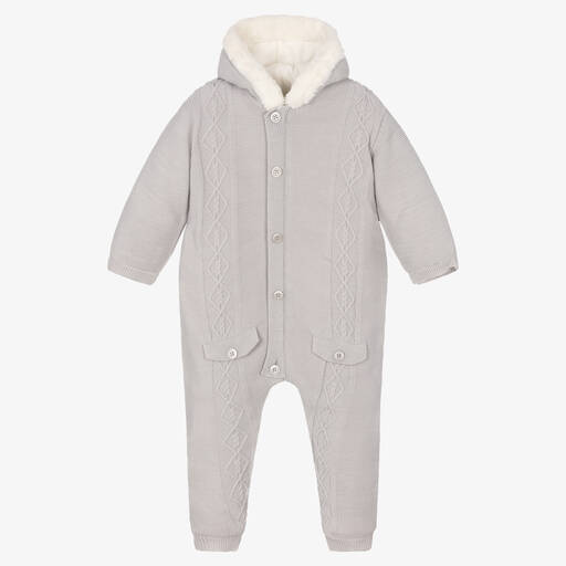 Mayoral Newborn-Grey Knitted Pramsuit | Childrensalon Outlet
