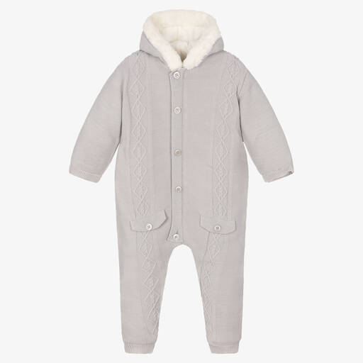 Mayoral Newborn-Grey Knitted Pramsuit | Childrensalon Outlet
