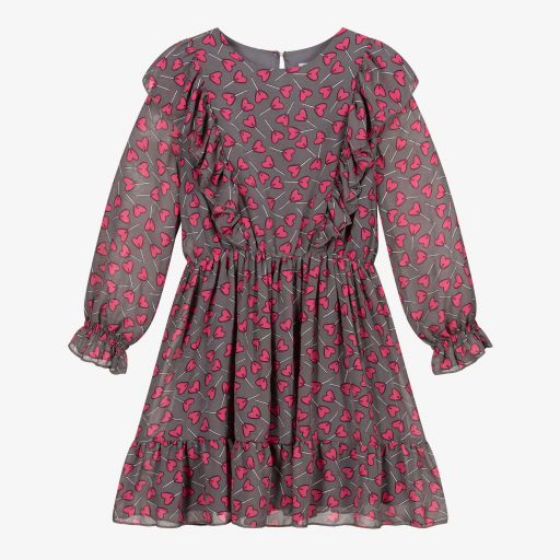 Mayoral-Серо-розовое шифоновое платье | Childrensalon Outlet