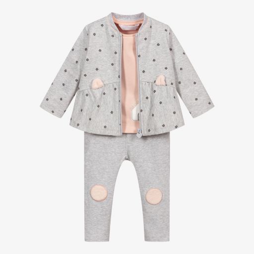 Mayoral Newborn-Grey & Pink Trouser Set | Childrensalon Outlet