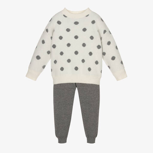 Mayoral-Grey Polka Dot Joggers Set | Childrensalon Outlet