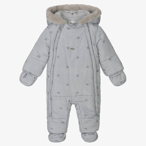 Mayoral Newborn-Grey Stars Baby Snowsuit | Childrensalon Outlet