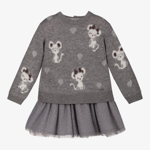 Mayoral-Grey Sweater & Dress Set | Childrensalon Outlet