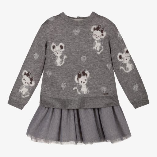 Mayoral-Свитер и платье серого цвета | Childrensalon Outlet