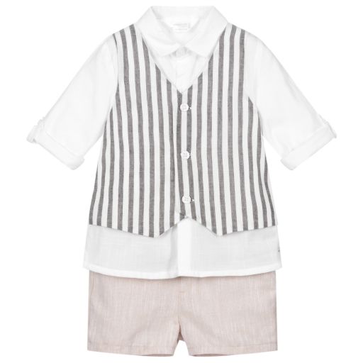 Mayoral Newborn-Set mit Shorts in Elfenbein und Beige | Childrensalon Outlet