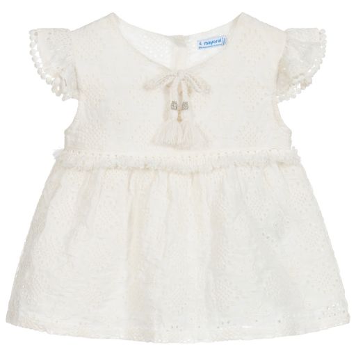 Mayoral-Ivory Broderie Anglaise Blouse | Childrensalon Outlet