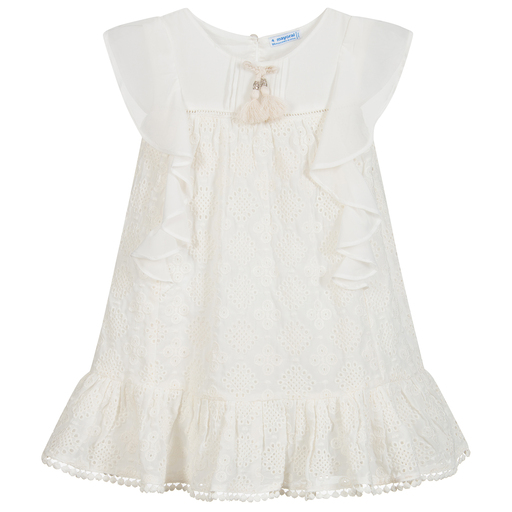 Mayoral-Ivory Broderie Anglaise Dress | Childrensalon Outlet