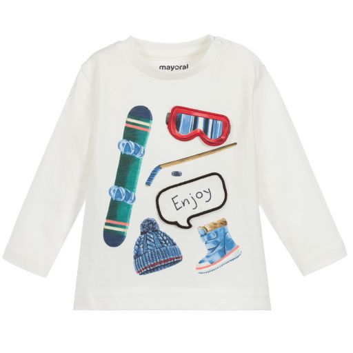 Mayoral-Ivory Cotton Interactive Top | Childrensalon Outlet