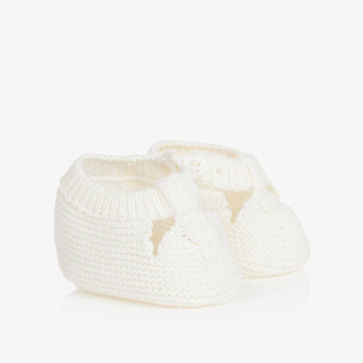 Mayoral Для новорожденных-Ivory Cotton Knit Baby Booties | Childrensalon Outlet