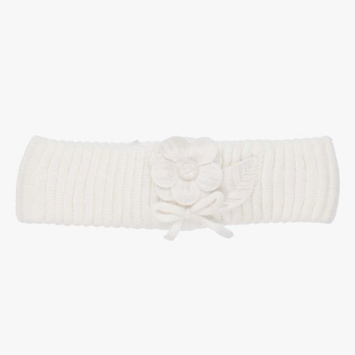 Mayoral Newborn-Ivory Flower Knit Headband | Childrensalon Outlet
