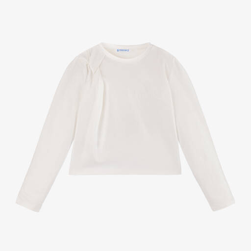 Mayoral-Ivory Glitter Long Sleeve Top | Childrensalon Outlet