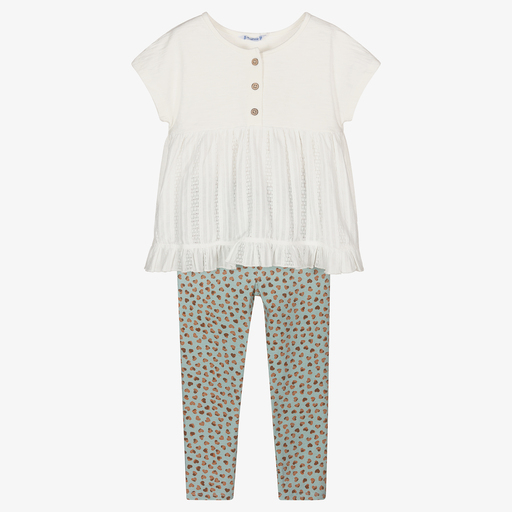 Mayoral-Ivory & Green Leggings Set | Childrensalon Outlet