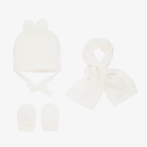 Mayoral Newborn-Ivory Hat, Scarf & Mittens Set | Childrensalon Outlet