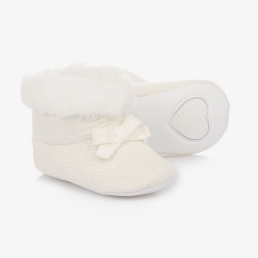Mayoral Newborn-Ivory Knitted Baby Boots | Childrensalon Outlet