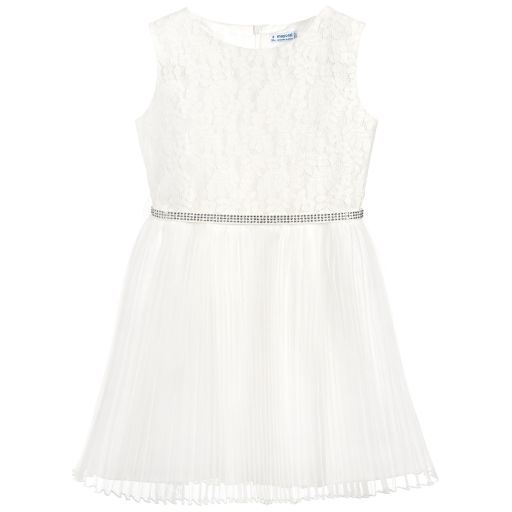 Mayoral-Ivory Lace & Organza Dress | Childrensalon Outlet