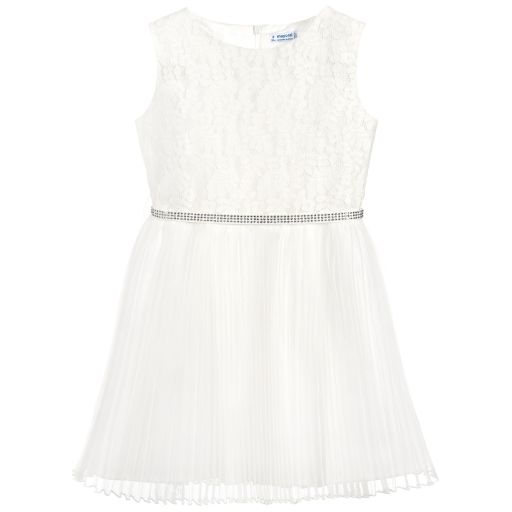 Mayoral-Ivory Lace & Organza Dress | Childrensalon Outlet